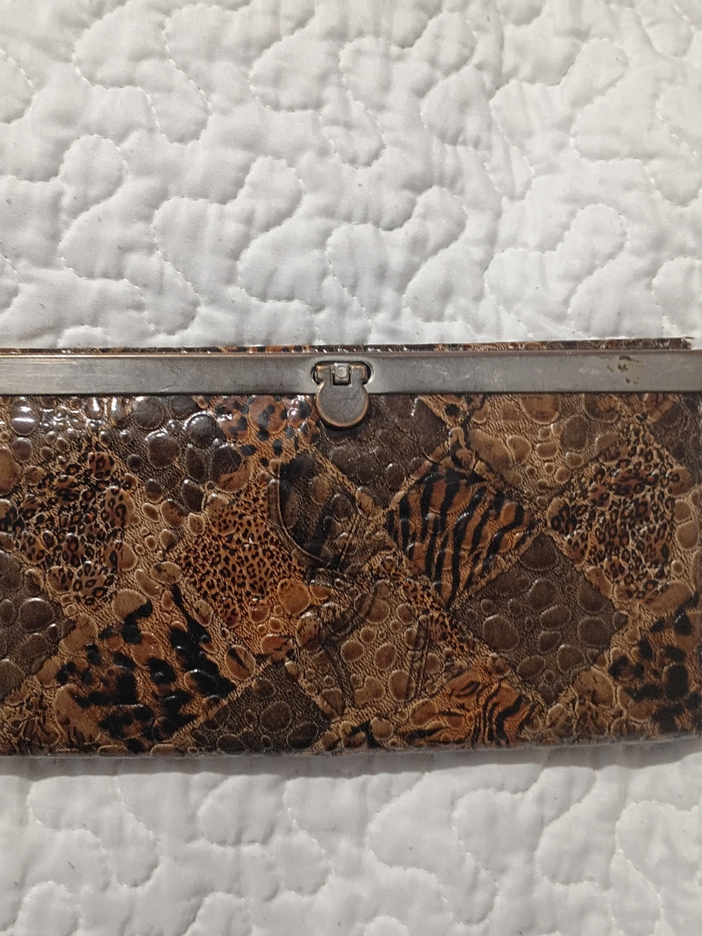 Vintage Mirror Mirror Animal Print Patchwork Frame Clutch